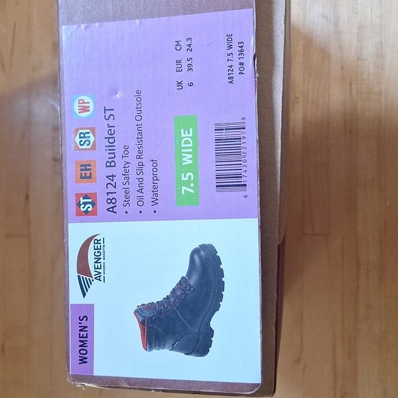 Avenger Work Boots Womens Slip Resistant Waterproof Black & Pink 7.5 WIDE A8124 - Picture 15 of 15